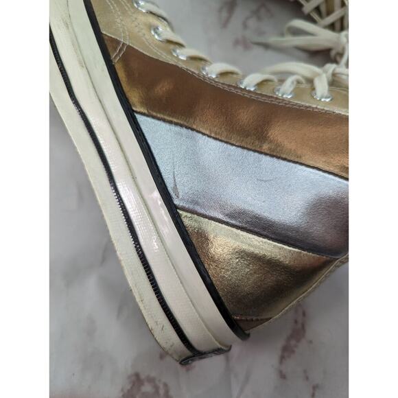 Converse High Tops Womens US 9 UK 7 Metallic Stripe Sneaker Shoes Silver Copper - Picture 7 of 13